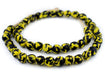 Black & Yellow Fused Recycled Glass Beads (14mm) - The Bead Chest