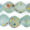 Super Jumbo Rainbow Speckled Aqua Bicone Recycled Glass Beads (32mm)