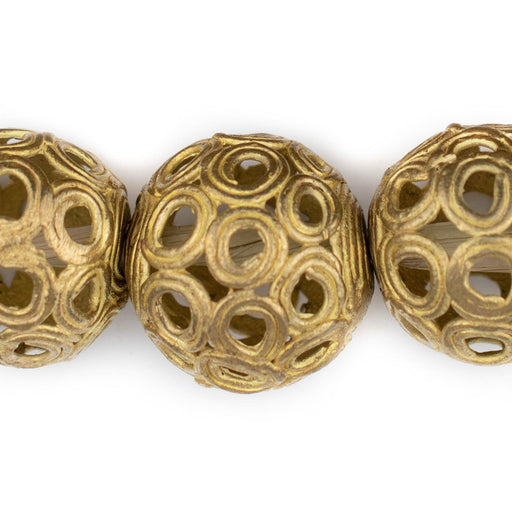 Jumbo Round Ghana Brass Filigree Beads (28mm) - The Bead Chest