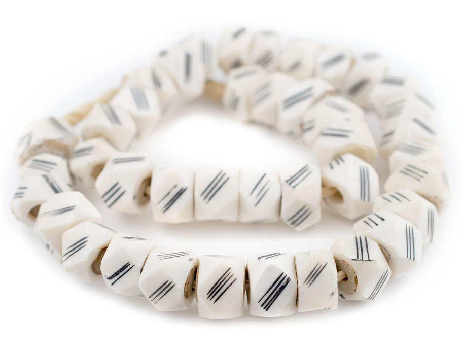 Scratch Carved Kenya Bone Beads (Faceted) - The Bead Chest