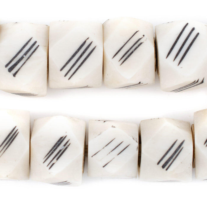 Scratch Carved Kenya Bone Beads (Faceted) - The Bead Chest