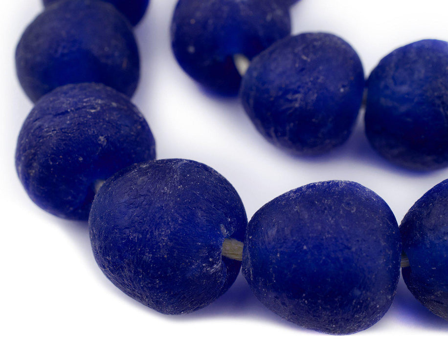 Super Jumbo Cobalt Blue Recycled Glass Beads (34mm) - The Bead Chest