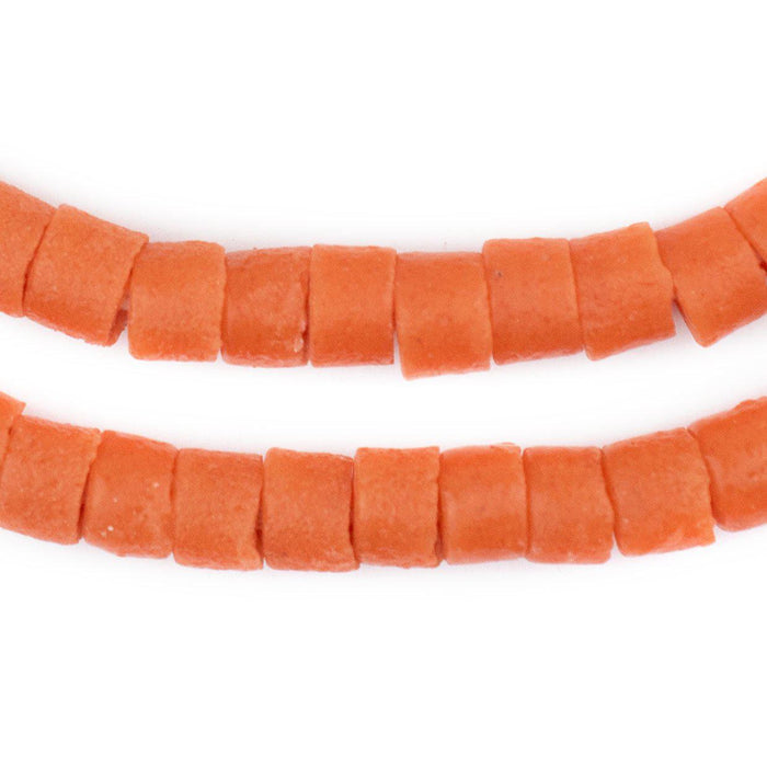 Tangerine Orange Sandcast Cylinder Beads - The Bead Chest