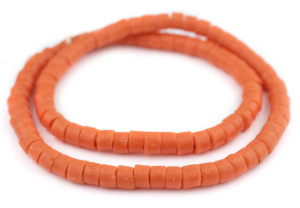 Tangerine Orange Sandcast Cylinder Beads - The Bead Chest