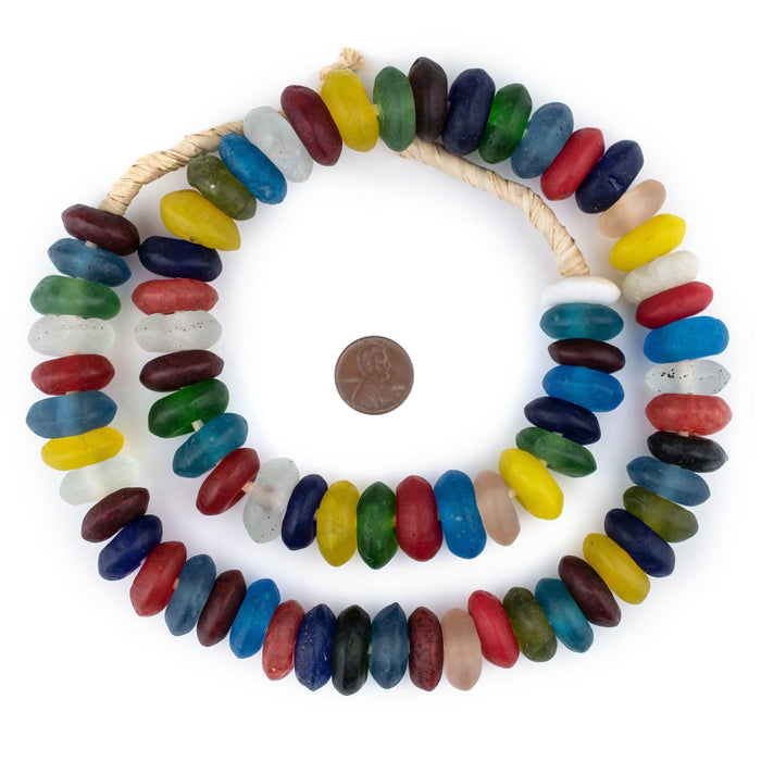 Jumbo Multicolor Rondelle Recycled Glass Beads (20mm) - The Bead Chest