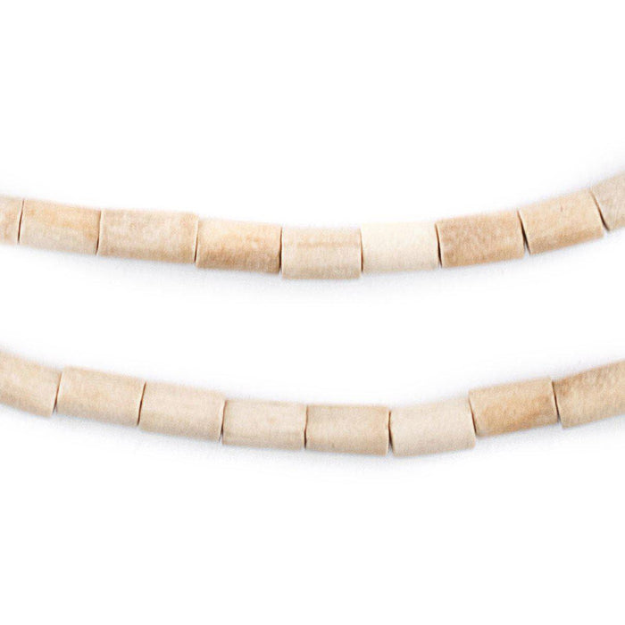 Cream Tube Natural Wood Beads (7x5mm) - The Bead Chest