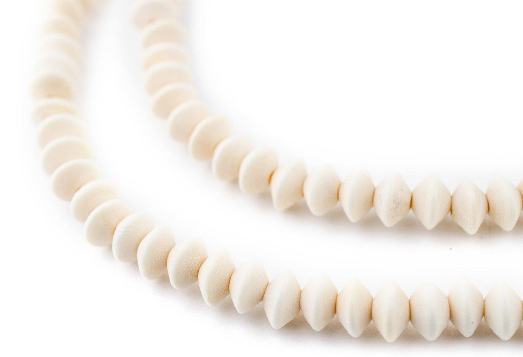 White Bicone Natural Wood Beads (5x8mm) - The Bead Chest