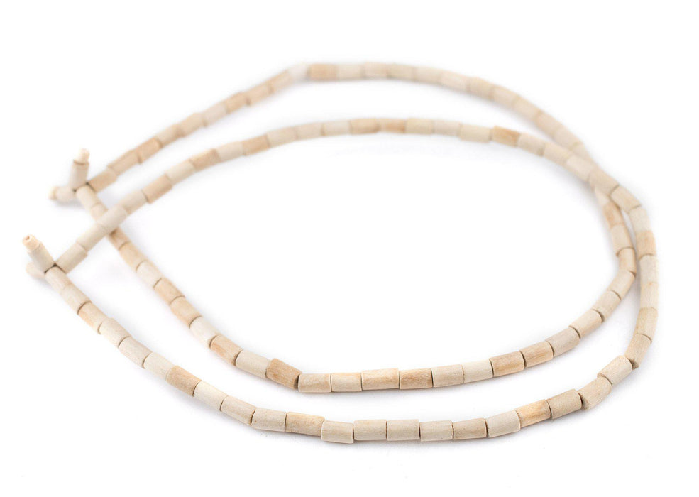 Cream Tube Natural Wood Beads (7x5mm) - The Bead Chest
