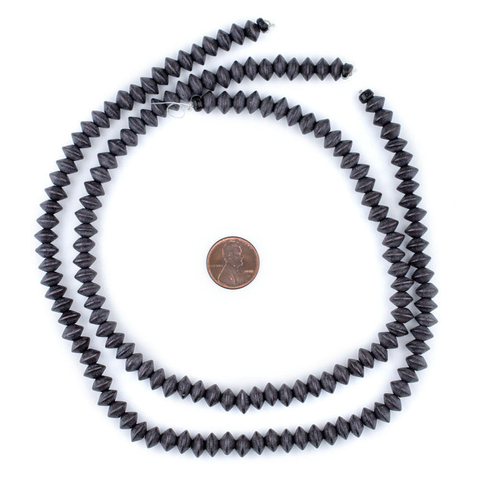 Dark Grey Bicone Natural Wood Beads (5x8mm) - The Bead Chest