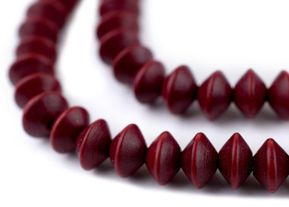 Red Bicone Natural Wood Beads (5x8mm) - The Bead Chest
