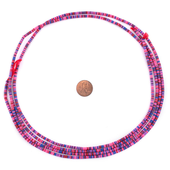 Pink Blue Medley Phono Record Vinyl Beads (3mm) - The Bead Chest