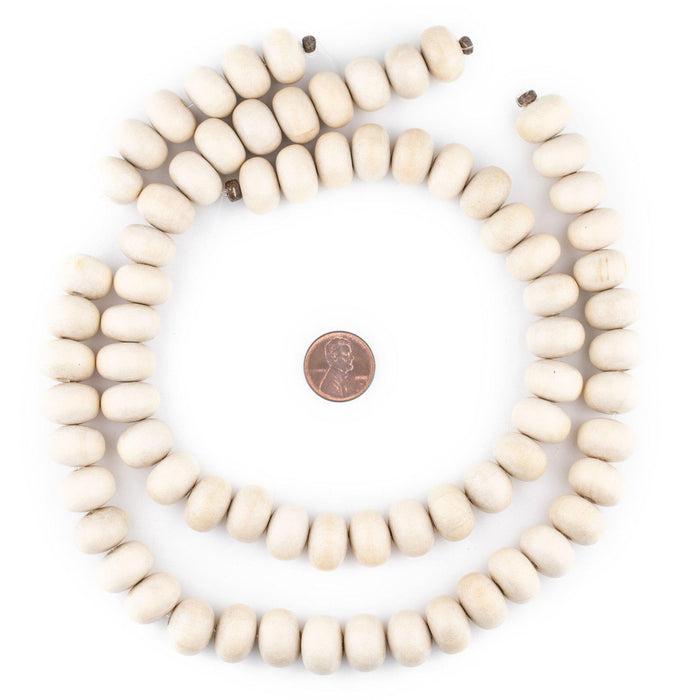 Cream Abacus Natural Wood Beads (10x15mm) - The Bead Chest
