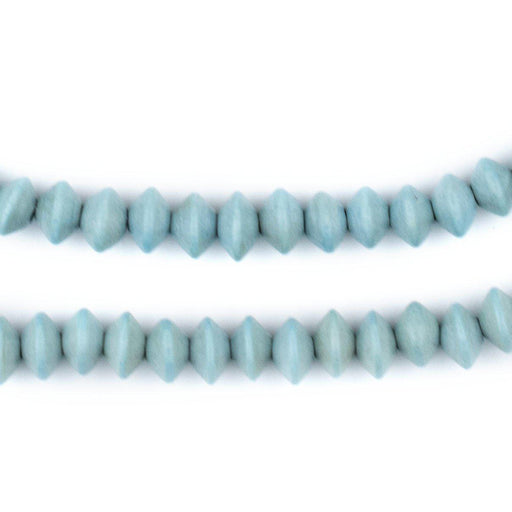Light Blue Bicone Natural Wood Beads (5x8mm)
