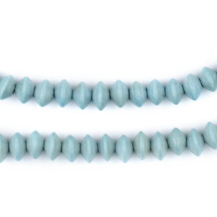 Light Blue Bicone Natural Wood Beads (5x8mm) - The Bead Chest
