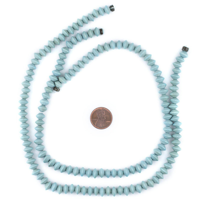 Light Blue Bicone Natural Wood Beads (5x8mm) - The Bead Chest