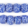 Blue & White Fused Recycled Glass Beads (18mm)