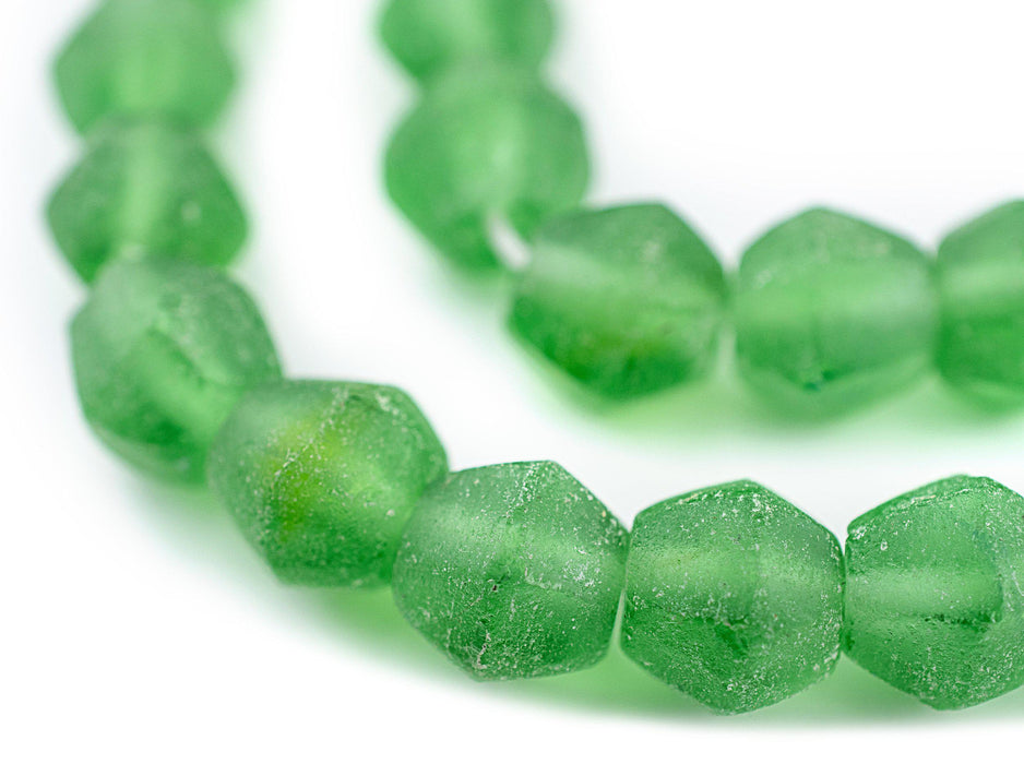 Green Sea Glass Java Faceted Bicone Beads - The Bead Chest