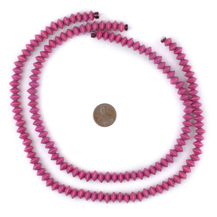 Magenta Bicone Natural Wood Beads (5x8mm) - The Bead Chest