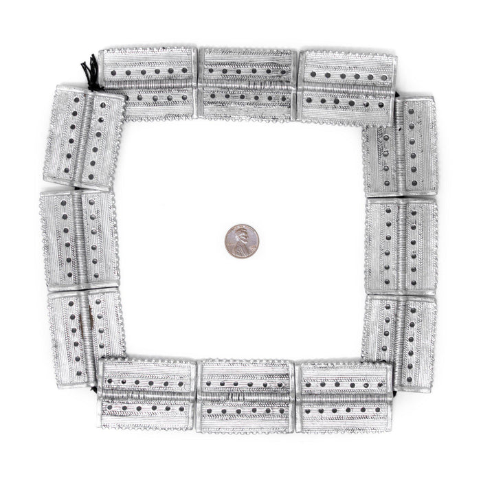 Aluminum Rectangular Dotted Baule Beads (54x41mm) - The Bead Chest