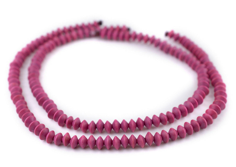 Magenta Bicone Natural Wood Beads (5x8mm) - The Bead Chest
