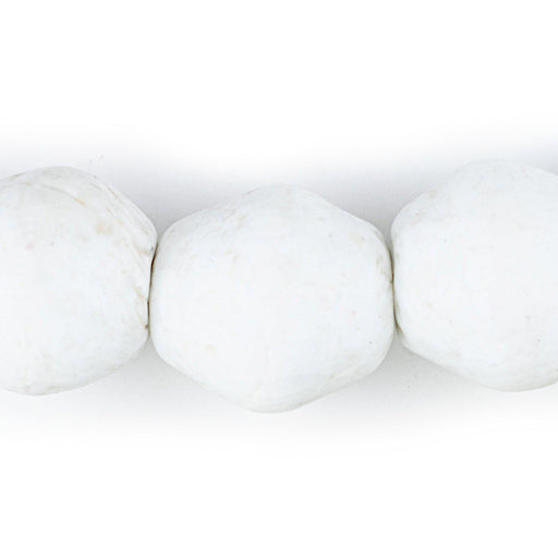 Jumbo White Bicone Recycled Glass Beads (24mm) - The Bead Chest