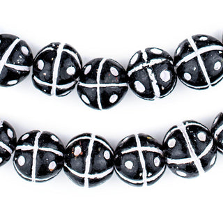 Terracotta Black & White French Cross Beads (14mm)