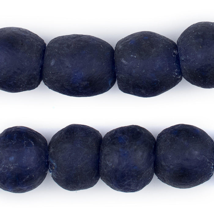 Indigo Blue Recycled Glass Beads (18mm) - The Bead Chest