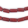 Cherry Red Tube Natural Wood Beads (15x8mm)