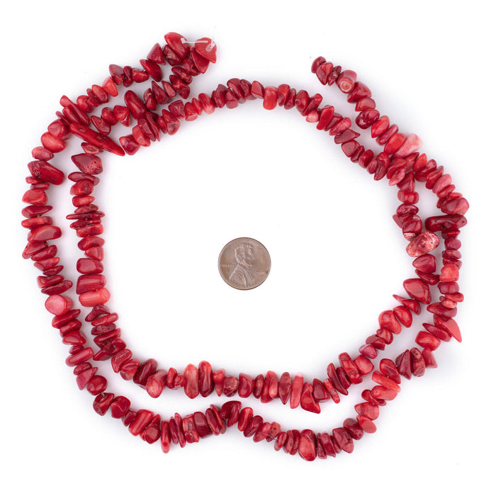 Crimson Red Coral Chip Beads (7-9mm) - The Bead Chest