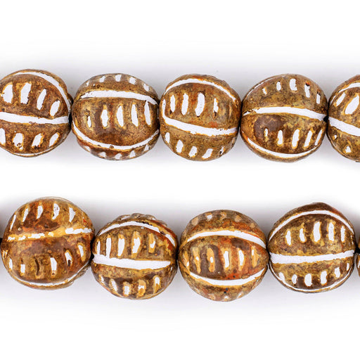 Patterned Brown Terracotta Beads (14mm) - The Bead Chest