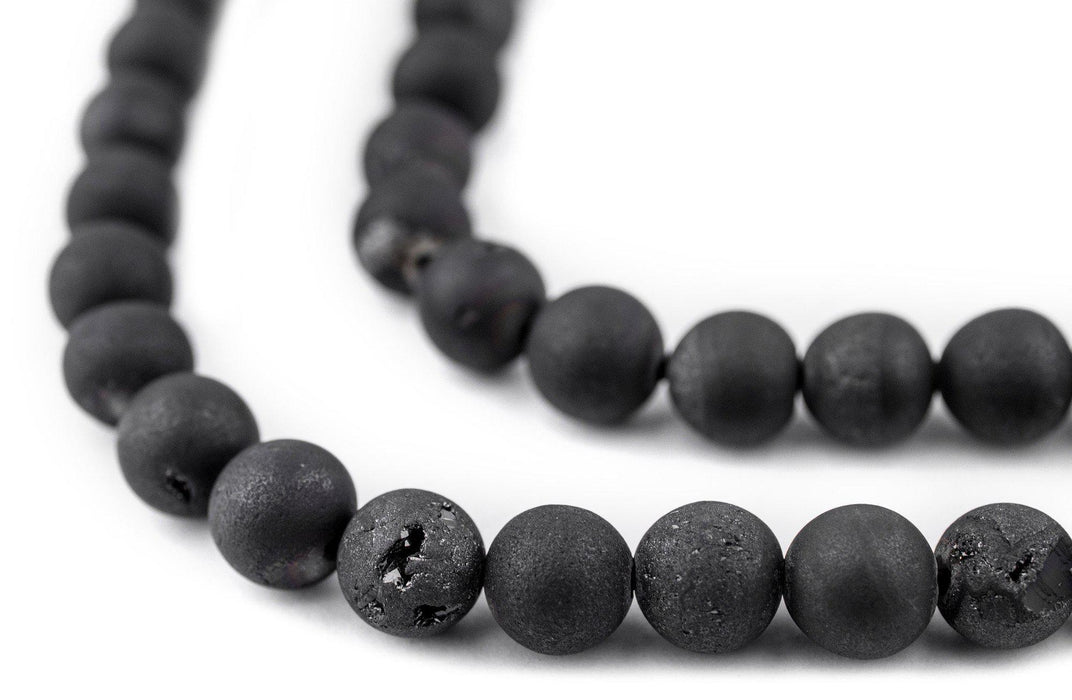 Black Round Druzy Agate Beads (8mm) - The Bead Chest