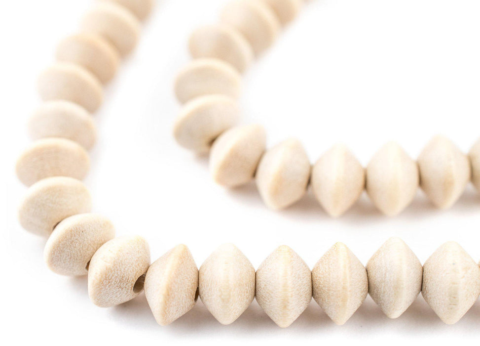 Cream Bicone Natural Wood Beads (5x8mm) - The Bead Chest