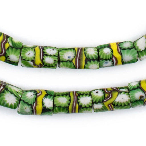 Green Flower Antique Matching Venetian Millefiori Trade Beads - The Bead Chest
