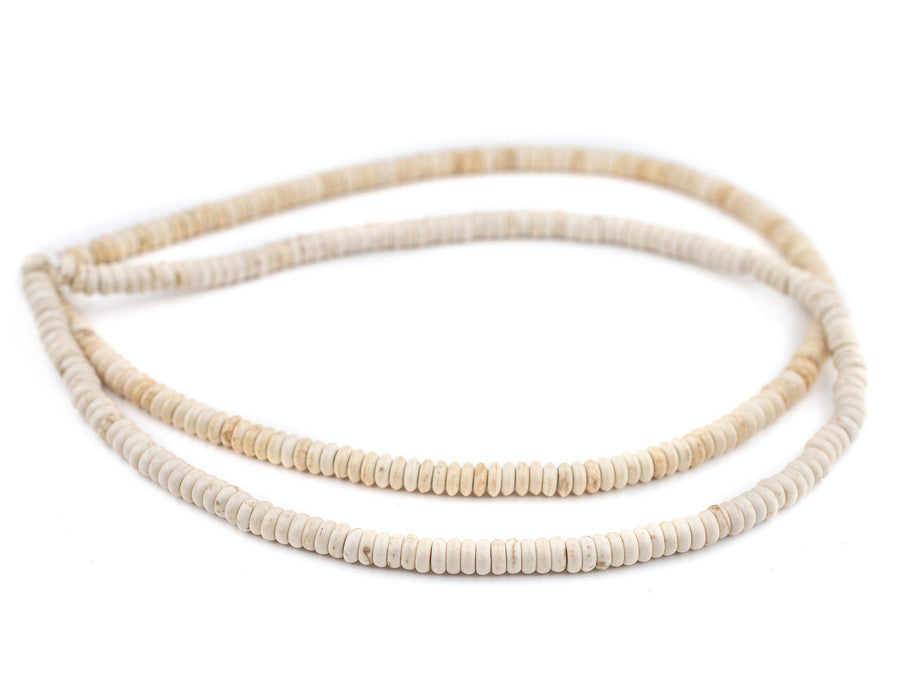 Rondelle White Calcutta-Style Stone Beads (6mm) - The Bead Chest