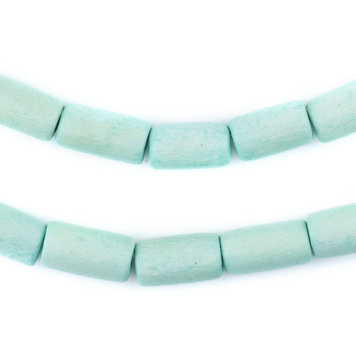 Mint Green Tube Natural Wood Beads (15x8mm)