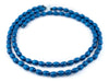 Azul Blue Oval Natural Wood Beads (9x6mm) - The Bead Chest