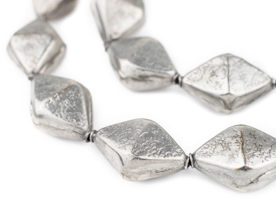 Silver Bicone Hollow Tribal Beads (32x22mm) - The Bead Chest