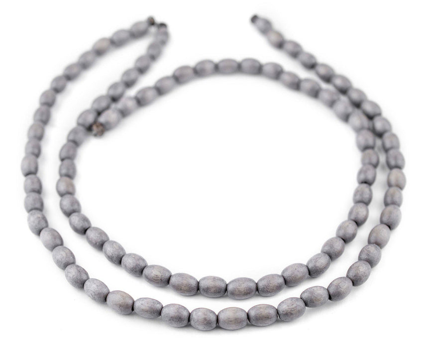 Grey Oval Natural Wood Beads (9x6mm) - The Bead Chest