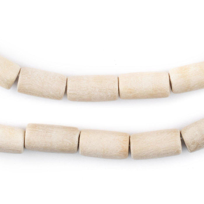 Cream Tube Natural Wood Beads (15x8mm) - The Bead Chest