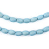 Light Blue Oval Natural Wood Beads (9x6mm)