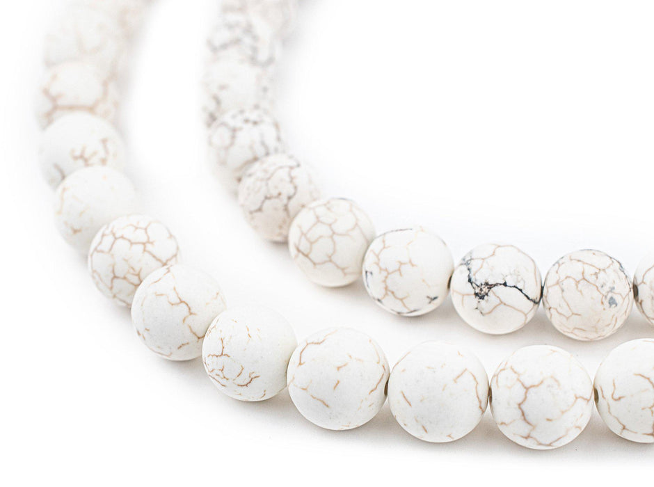 Matte Round White Calcutta-Style Stone Beads (12mm) - The Bead Chest