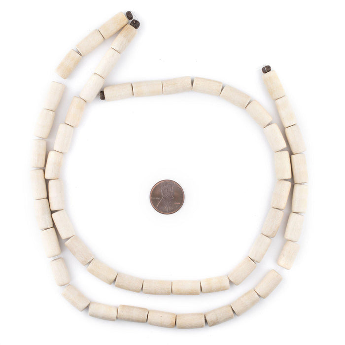 Cream Tube Natural Wood Beads (15x8mm) - The Bead Chest