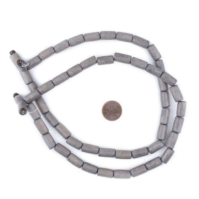 Grey Tube Natural Wood Beads (15x8mm) - The Bead Chest