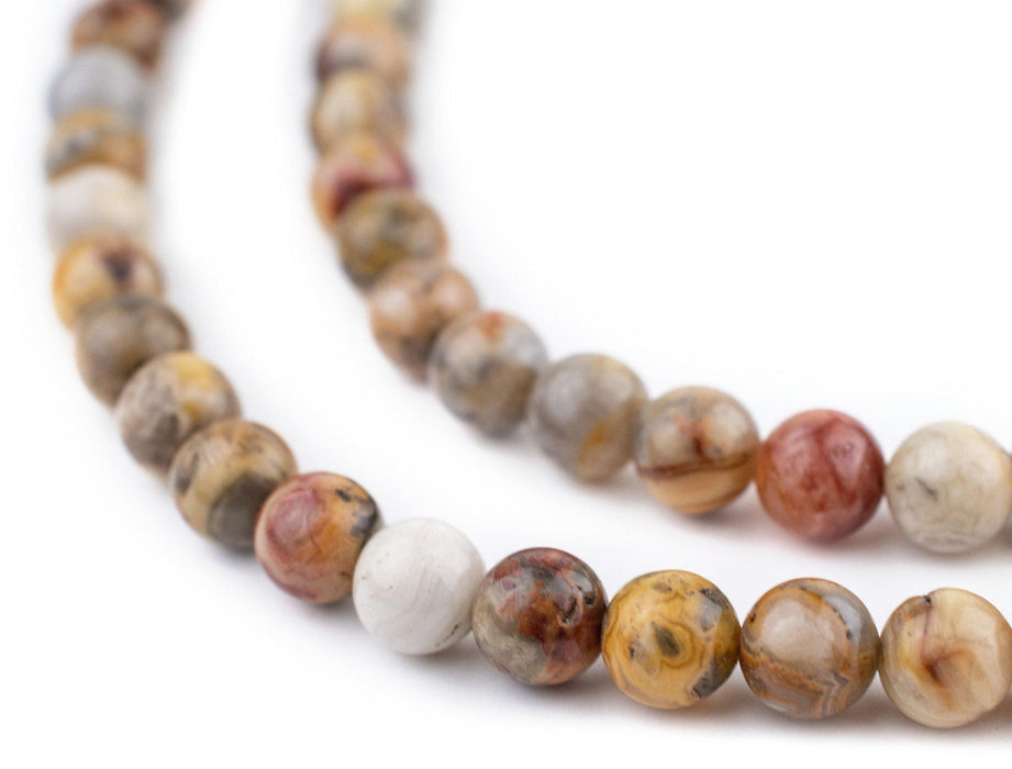 Round Crazy Lace Agate Beads (8mm) - The Bead Chest