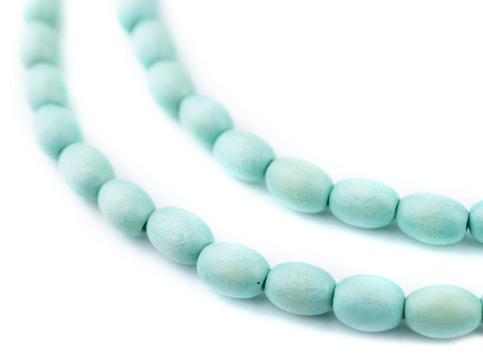 Mint Green Oval Natural Wood Beads (9x6mm) - The Bead Chest