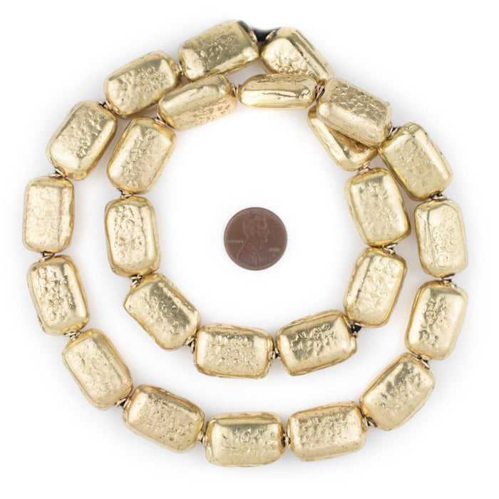 Brass Rectangular Hollow Tribal Beads (24x16mm) - The Bead Chest