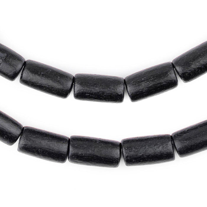 Black Tube Natural Wood Beads (15x8mm) - The Bead Chest