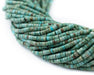 Green Turquoise Afghani Stone Cylinder Beads (3mm) - The Bead Chest