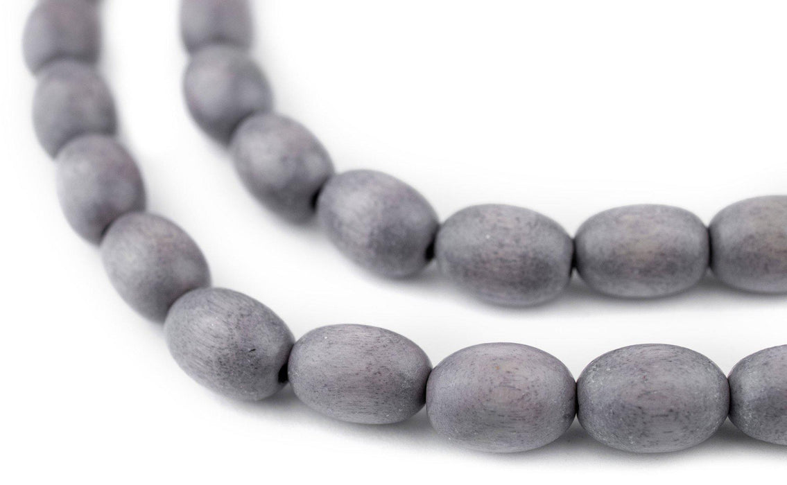 Grey Oval Natural Wood Beads (15x10mm) - The Bead Chest