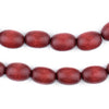 Cherry Red Oval Natural Wood Beads (15x10mm)